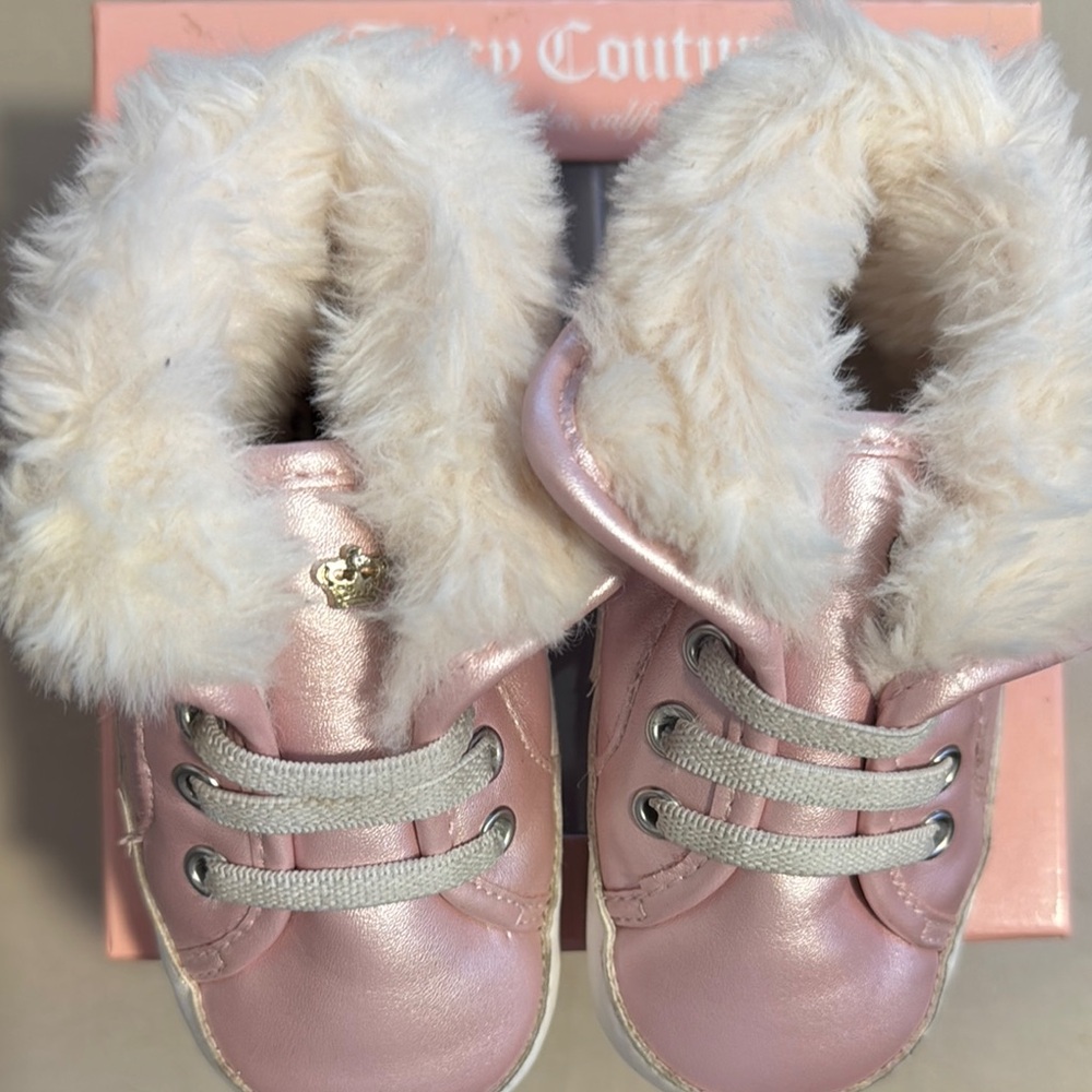 Juicy Couture Pink Kids Shoes with Faux Fur